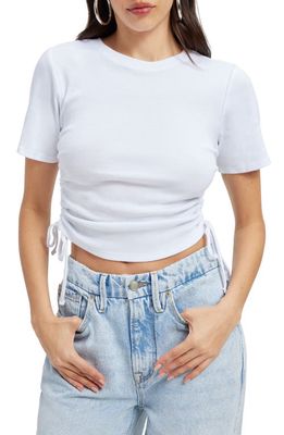 Good American Ruched Crop T-Shirt in White001