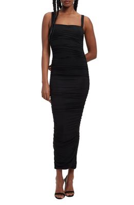 Good American Ruched Maxi Dress in Black