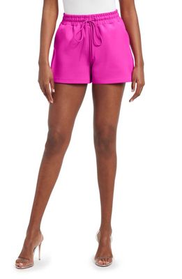 Good American Scuba Drawstring Shorts in Fuchsia Pink001