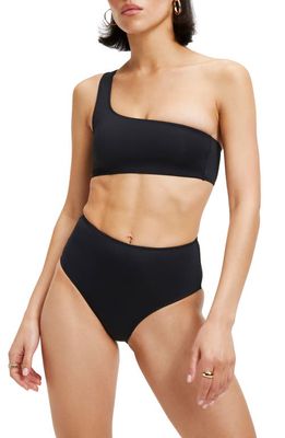 Good American Scuba Hot Shoulder Bikini Top in Black001