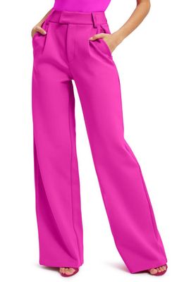 Good American Scuba Pleated Trousers in Fuchsia Pink001
