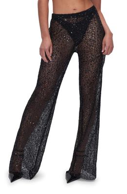 Good American Sequin Wide Leg Cover-Up Pants in Black001