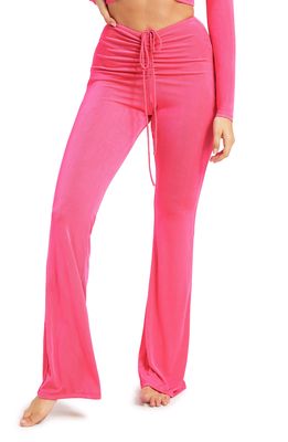 Good American Shimmer High Waist Swimsuit Cover-Up Pants in Hot Pink002