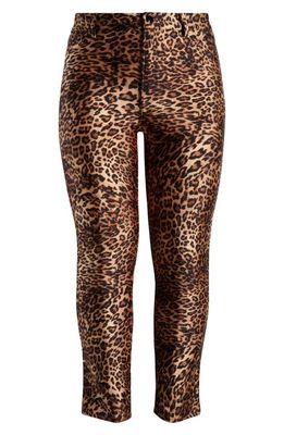Good American Shine Compression Good Waist Straight Leg Pants in Wild Leopard