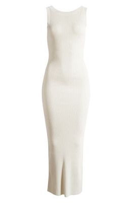 Good American Shine Scoop Back Ribbed Tank Dress in Cloud White001