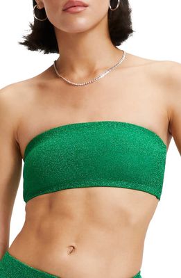 Good American Sparkle Better Bandeau Bikini Top in Summer Green