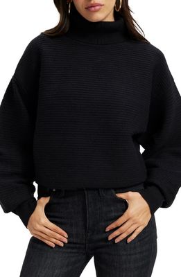 Good American Wide Rib Crop Turtleneck Sweater in Black001
