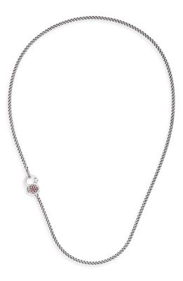 Good Art Hlywd Men's Ruby Rosette 4A Curb Chain Necklace in Sterling Sliver