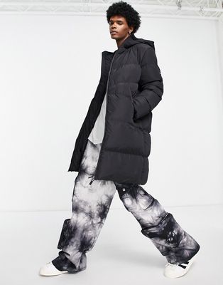 Good For Nothing apex longline hooded puffer coat in black