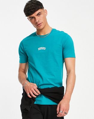 Good For Nothing center print logo t-shirt in turquoise blue-Green