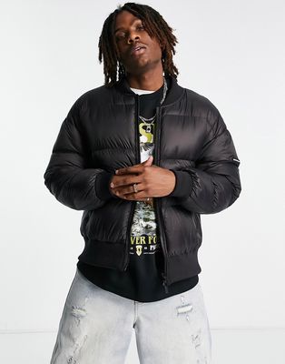 Good For Nothing combat puffer bomber jacket in black high shine