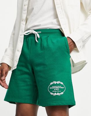 Good For Nothing jersey shorts in forest green - part of a set