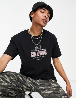 Good For Nothing oversized t-shirt in black with champions print