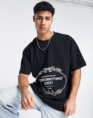 Good For Nothing oversized t-shirt in black with crest logo print