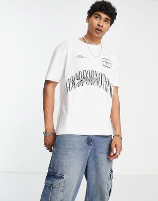 Good For Nothing oversized T-shirt in off white with distorted logo print