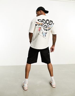 Good For Nothing oversized T-shirt in off white with warped butterfly and logo back print