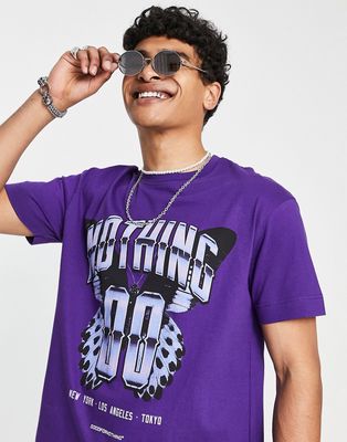 Good For Nothing oversized T-shirt in purple with chrome print