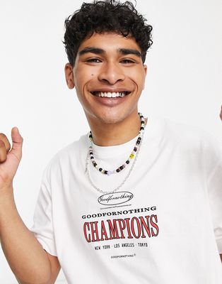 Good For Nothing oversized t-shirt in white with champions print