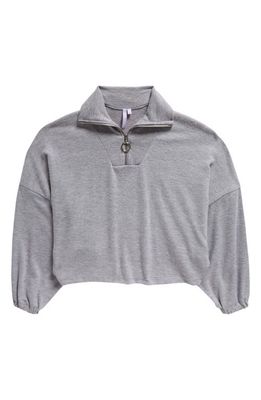 Good Luck Girl Kids' Batwing Quarter Zip Crop Sweatshirt in Ht Grey