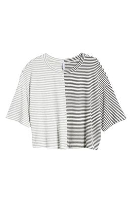 Good Luck Girl Kids' Colorblock Stripe T-Shirt in Charcoal/Grey