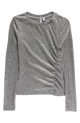 Good Luck Girl Kids' Sparkle Rib Long Sleeve Top in Silver