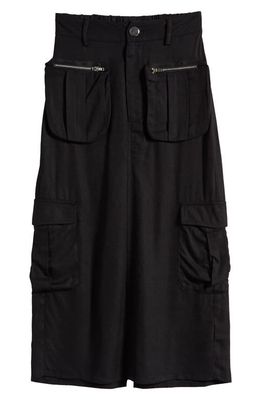 Good Luck Girl Kids' Twill Maxi Cargo Skirt in Black
