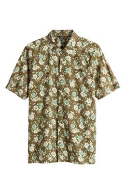 Good Man Brand Big On-Point Short Sleeve Organic Cotton Button-Up Shirt in Green Capel Floral