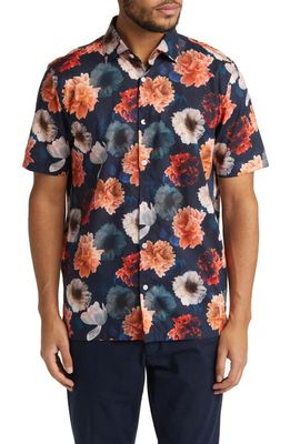 Good Man Brand Big On-Point Short Sleeve Organic Cotton Button-Up Shirt in Photoreal Floral