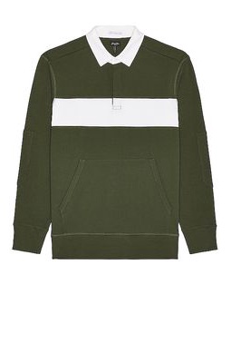 Good Man Brand Long Sleeve Rugby Chest Stripe Tee in Olive