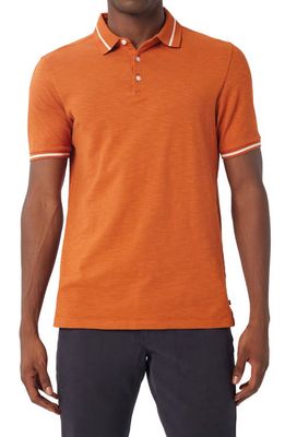Good Man Brand Match Point Tipped Slub Short Sleeve Polo in Potters Clay