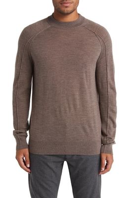 Good Man Brand Mock Neck Merino Wool Sweater in Taupe Grey