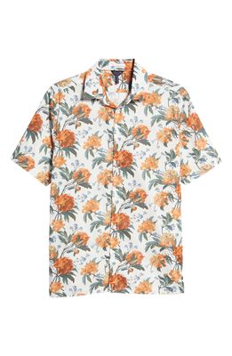 Good Man Brand On-Point Print Short Sleeve Button-Up Shirt in Ivory Decadent Bloom