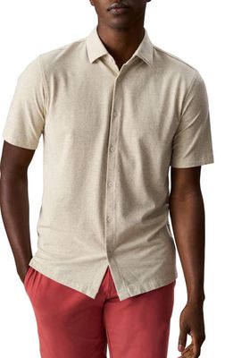 Good Man Brand On-Point Regular Fit Short Sleeve Button-Down Shirt in Oatmeal Heather