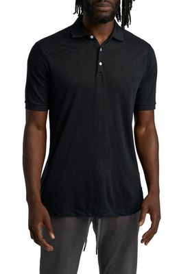 Good Man Brand Solid Linen Polo in Black