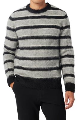 Good Man Brand Stripe Mohair & Wool Blend Crewneck Sweater in Black