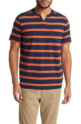Good Man Brand Stripe Victory V-Notch Premium Jersey T-Shirt in Sky Captain/Orange Stripe