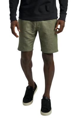 Good Man Brand Tulum Flat Front Linen & Cotton Shorts in Army