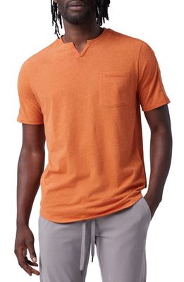 Good Man Brand Victory Slim Fit Notch Neck T-Shirt in Terracotta Heather