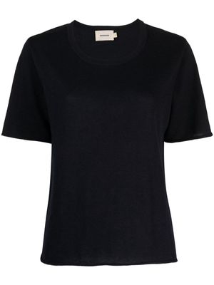 GOODIOUS fine-knit rolled-trim T-shirt - Blue