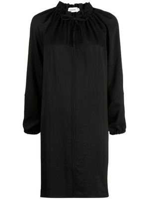 GOODIOUS tie-fastening puff-sleeves dress - Black