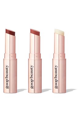 GOOP genes Clean Nourishing Lip Balm Trio in Rose/Garnet/Clear 