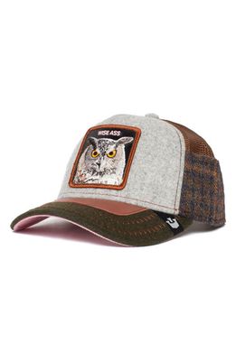 Goorin Bros. Cum Laude Owl Patch Felt Trucker Hat in Grey