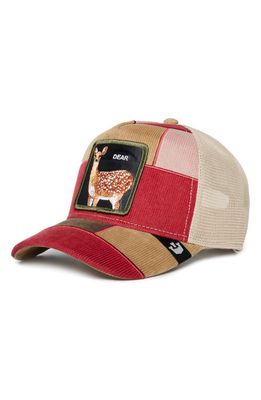 Goorin Bros. Letter Opener Deer Patch Colorblock Corduroy Trucker Hat in Tan