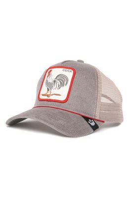 Goorin Bros. The Arena Cock Patch Corduroy Trucker Hat in Grey/Off White