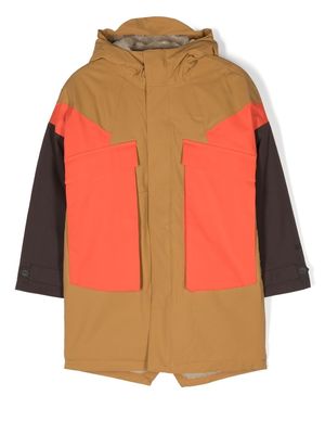 Gosoaky colour-block hooded coat - Brown