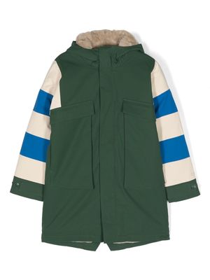 Gosoaky colour-block striped hooded coat - Green