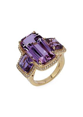 Gossip 18K Yellow Gold, Amethyst & 0.33 TCW Diamond Ring