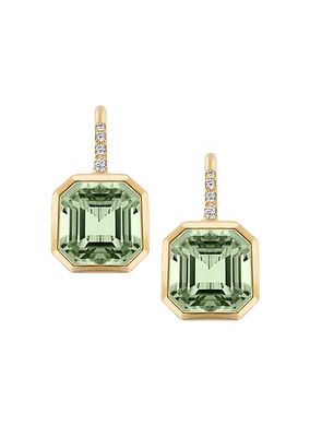 Gossip 18K Yellow Gold, Prasiolite, & 0.09 TCW Diamond Drop Earrings