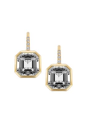 Gossip 18K Yellow Gold, Rock Crystal, & 0.09 TCW Diamond Drop Earrings