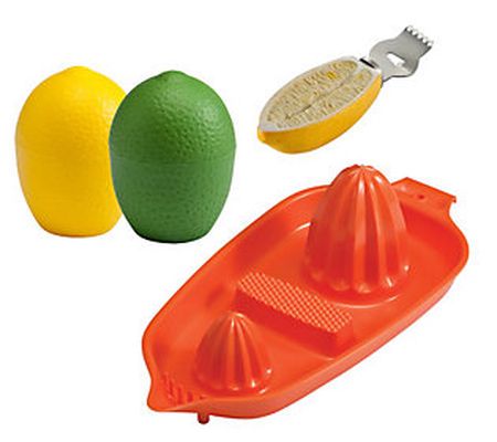 Gourmac Lemon/Lime Saver, Citrus Zester and Twi n Juicer
